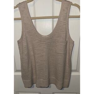 Ann Taylor LOFT Women XS Tank Top Sequence Fringe Tan Sleeveless Cotton Top